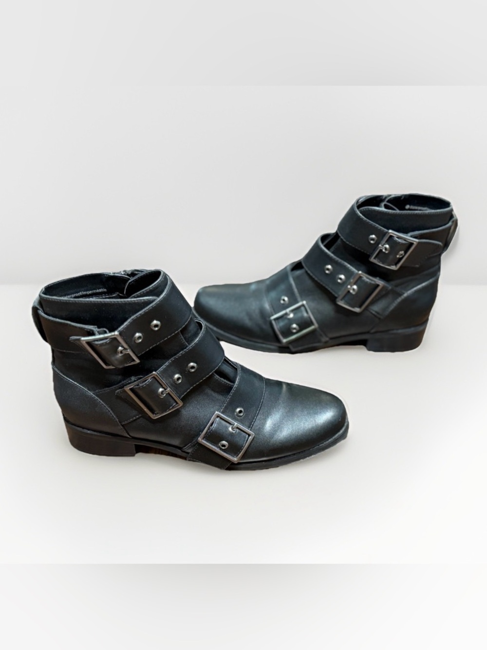 Blondo Black Leather Buckle Ankle Boots